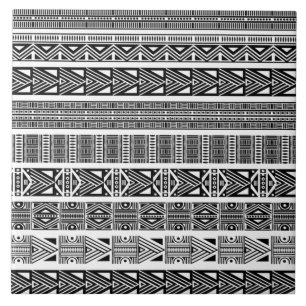 Azulejo Tiras de diseño moderno Boho en blanco y negro
