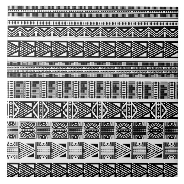 Azulejo Tiras de diseño moderno Boho en blanco y negro (Frente)