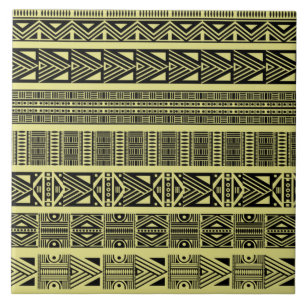 Azulejo Tiras modernas de patrones Boho negro y amarillo