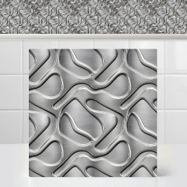 Azulejo Titanio Bruñido Patrón Curvo Moderno de Metal
