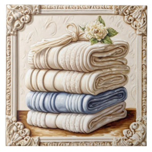 Azulejo Toallas Fluffy con crema y azul Bodycare Gracioso