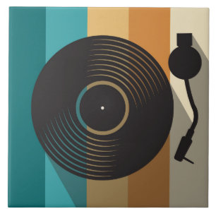 Azulejo Toca discos de vinilo vintage minimalista de músic