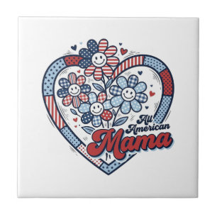 Azulejo Toda Mamá Americana Diseño de Camiseta de Flor Pat