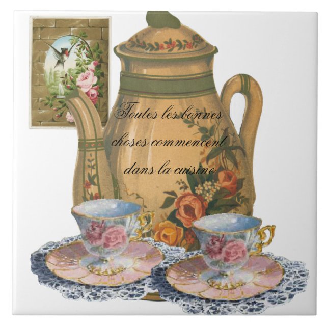 Azulejo Todas las cosas buenas empiezan en la cocina (Frente)