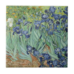 Azulejo Todavía de Van Gogh vida: Florero con los iris