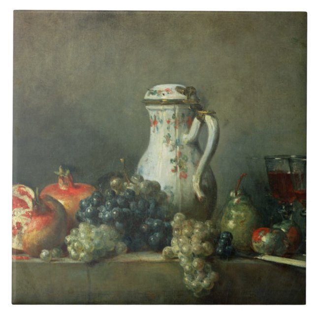 Azulejo Todavía vida con las uvas y las granadas, 1763 (Frente)