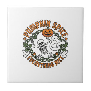 Azulejo Todo agradable con especias de calabaza Esqueleto