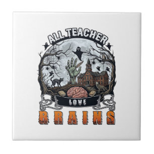 Azulejo Todo el amor del profesor Cerebros Halloween Zombi