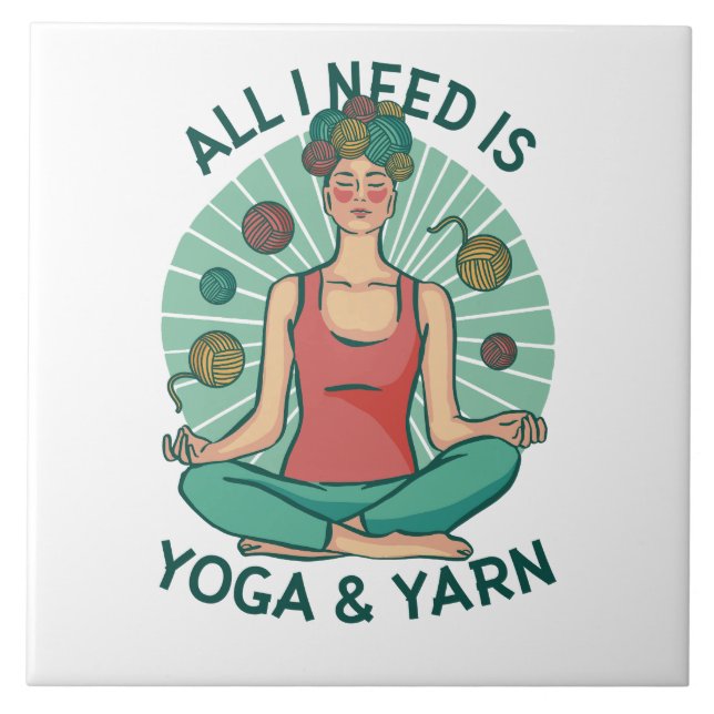 Azulejo Todo lo que necesito es yoga y frases de yarne (Frente)