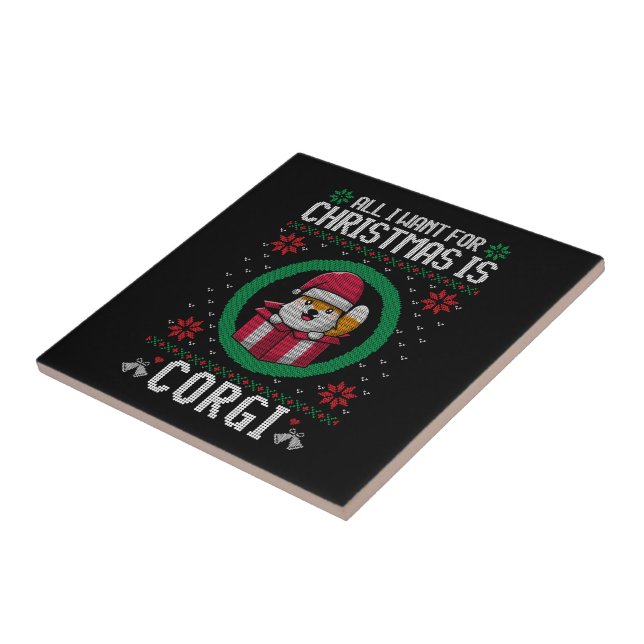 Azulejo Todo lo que quiero Navidades es Cute Corgi (Lado)