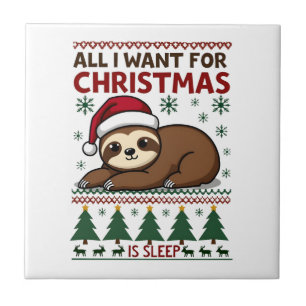 Azulejo Todo lo que quiero para Navidad es dormir - Funny 