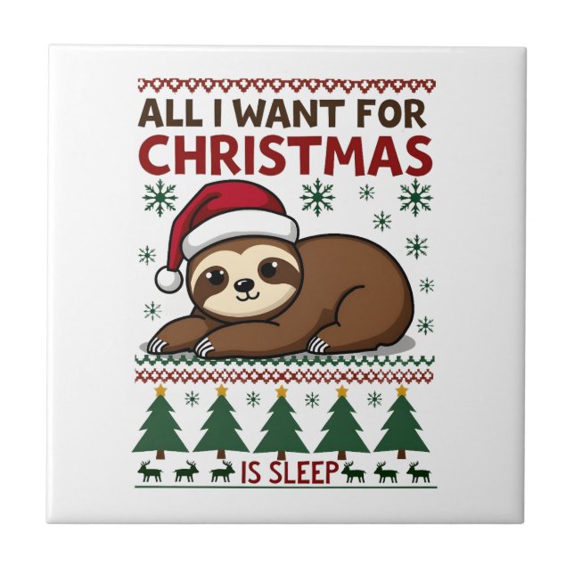 Azulejo Todo lo que quiero para Navidad es dormir - Funny  (Frente)