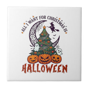Azulejo Todos Quieren Navidad Árbol de Halloween Calabazas