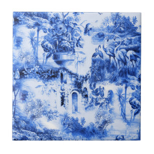 Azulejo Toile Chinoiserie, sauce azul, china azul