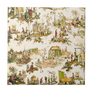 Azulejo Toile Creme Francés Chinoiserie Estilo Rústico