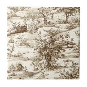 Azulejo Toile de cosecha de calabaza vintage para el campo