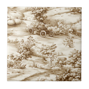 Azulejo Toile de cosecha de calabaza vintage para el campo