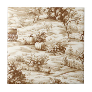 Azulejo Toile de granja cosecha de calabaza estilo rústico