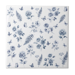 Azulejo Toile de jouy azul francés patrón Chinoseirie