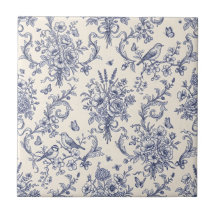 Toile de Jouy azul patrón País Francés Antiguo 