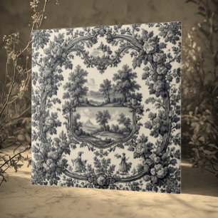 Azulejo Toile De Jouy Campo Motivo Floral Monocromo 