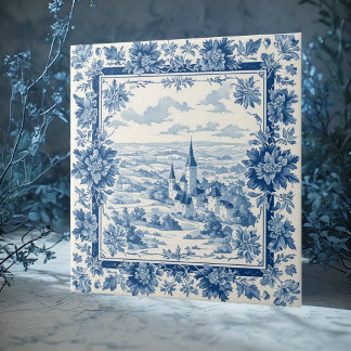 Azulejo Toile De Jouy rústico francés textil vintage flora