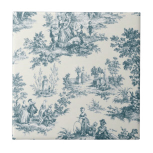 Azulejo Toile de jouy sage verde elegante