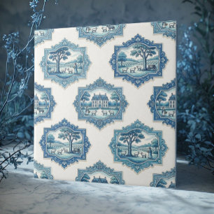 Azulejo Toile De Jouy Vintage Pastoral Azul Rústico Francé