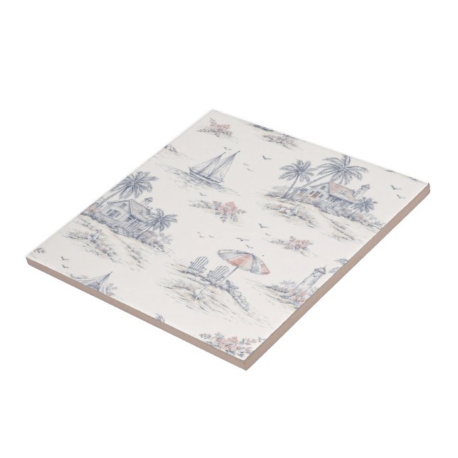 Azulejo Toile Francés Costero Azul (Lado)