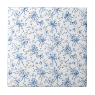 Azulejo Toile Francés Floral Azul