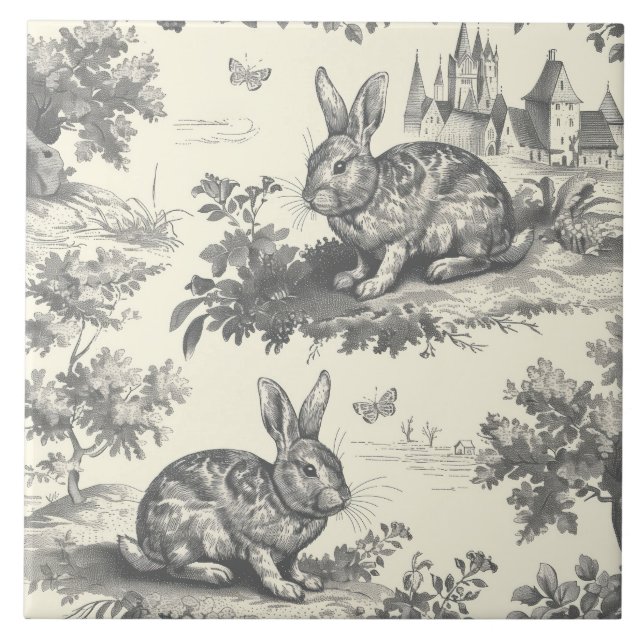 Azulejo Toile Rabbit Vintage Woodland (Frente)