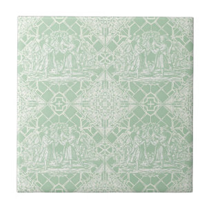Azulejo Toile Vintage Sage con Figuras Clásicas