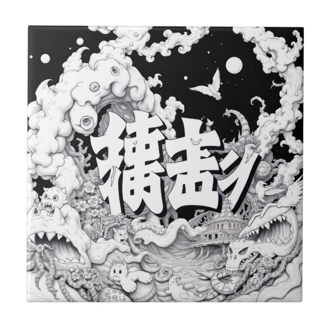 Azulejo Tokio Blanco y Negro (Frente)