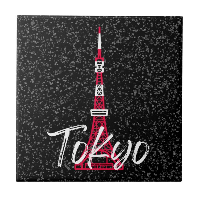 Azulejo Tokyo Tower Sketch de Minato, Tokio, Japón (Frente)