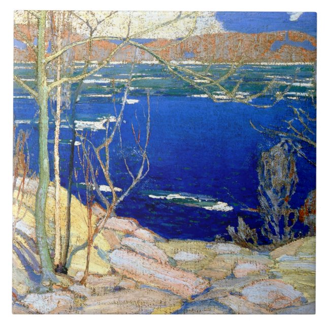 Azulejo Tom Thomson - Hielo de primavera, pintura popular, (Frente)
