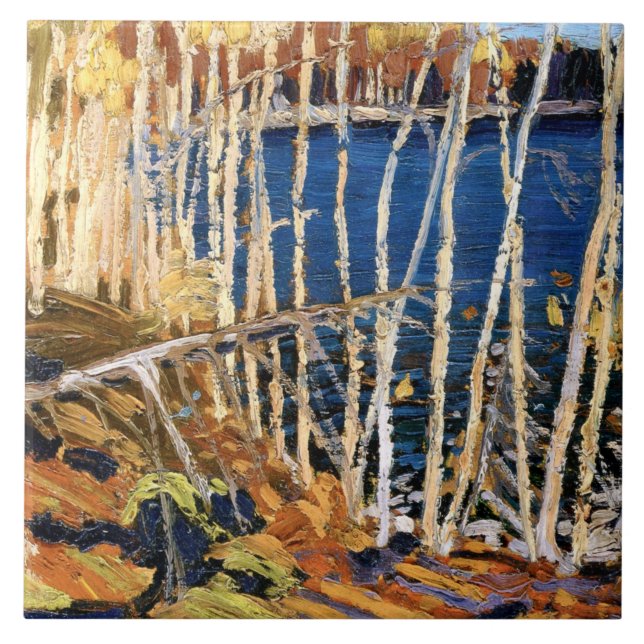 Azulejo Tom Thomson pintando, Lago Azul, (Frente)