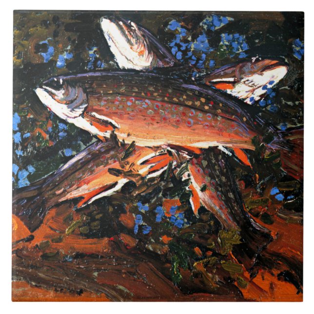Azulejo Tom Thomson - Tres truchas (Frente)