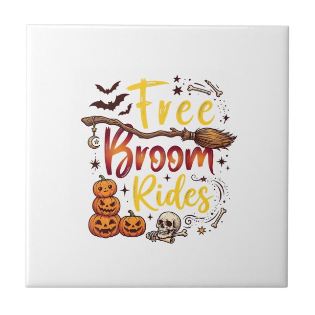 Azulejo Tomas de Escoba Gratis Calabazas de Halloween Crán (Frente)