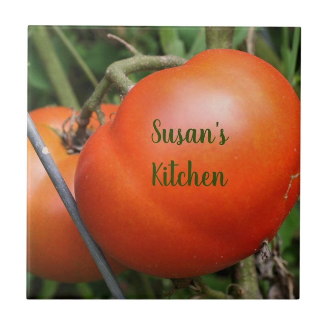 Azulejo Tomates de jardín rojo personalizados (Frente)