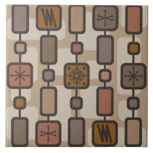 Azulejo Tones de la Tierra del arte geométrico atómico ret