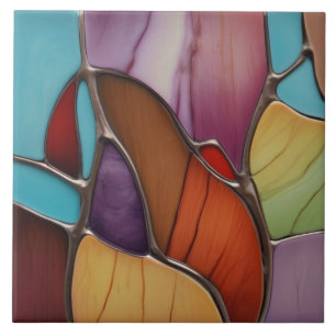 Azulejo Tono cálido Faux Sed Glass Mosaic Resumen Arte