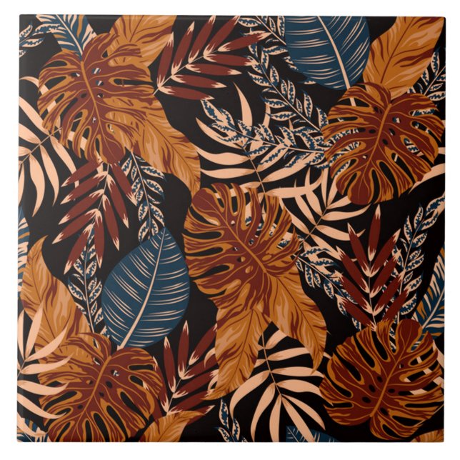 Azulejo Tono de la tierra espléndido tropical (Frente)