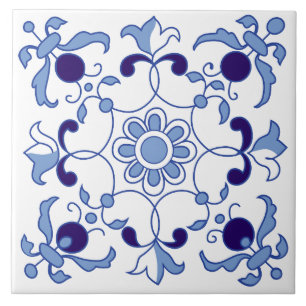 Azulejo Tonos azules de color blanco