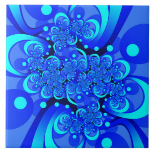 Azulejo Tonos de azul Arte fractal abstracto moderno