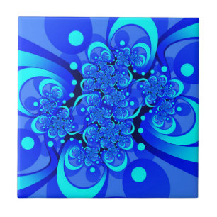 Azulejo Tonos de azul Arte fractal abstracto moderno