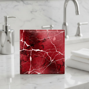 Azulejo Tonos de joya mármol abstracto rubí rojo D1288