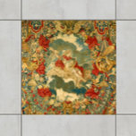 Azulejo Tonos de joyas del patrón de tapiz de época francé<br><div class="desc">Añada un punto focal elegante y único a su espacio de baldosas con estas baldosas de cerámica de motivos antiguos. Los ricos tonos de joyas de los corales verde, dorado, azul verde azulado y oscuro complementarán muchos colores y estilos de decoración casera. El diseño antiguo cuenta con una figura filosófica...</div>