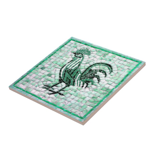 Azulejo Tonos de pollo verde, blanco y negro (Lado)