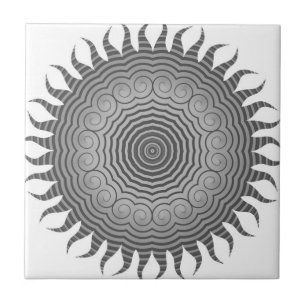 Azulejo Tonos de Sol Gris Mandala Tile de cerámica