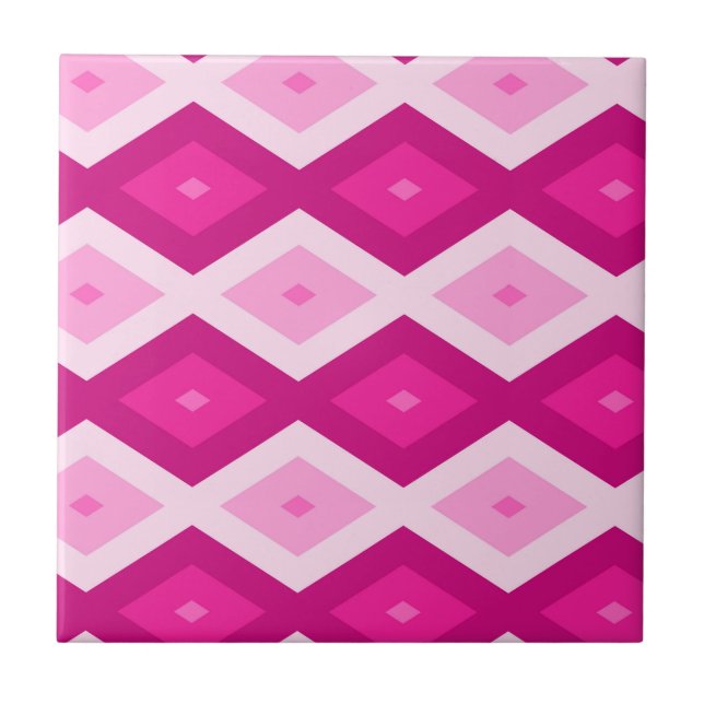 Azulejo Tonos del patrón de diamantes de fucsia (Frente)